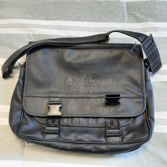 Coca-Cola Little Caesar's Pizza Promotional Leather Laptop Satchell Shoulder Bag - Picture 1 of 9